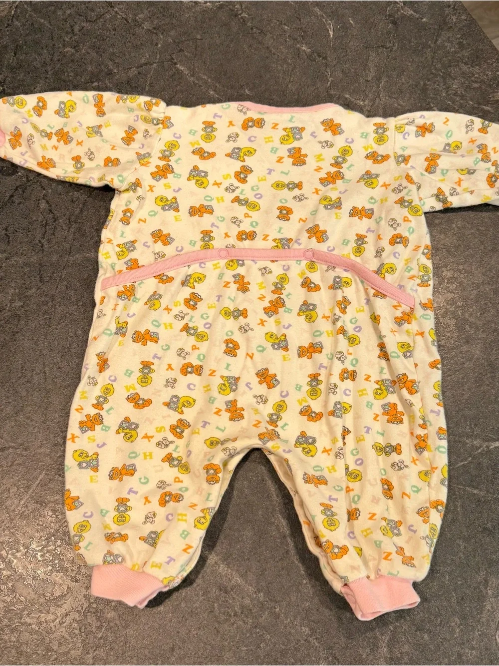 Vintage Sesame Street big bird pajama one piece outfit 6/9 month baby girl